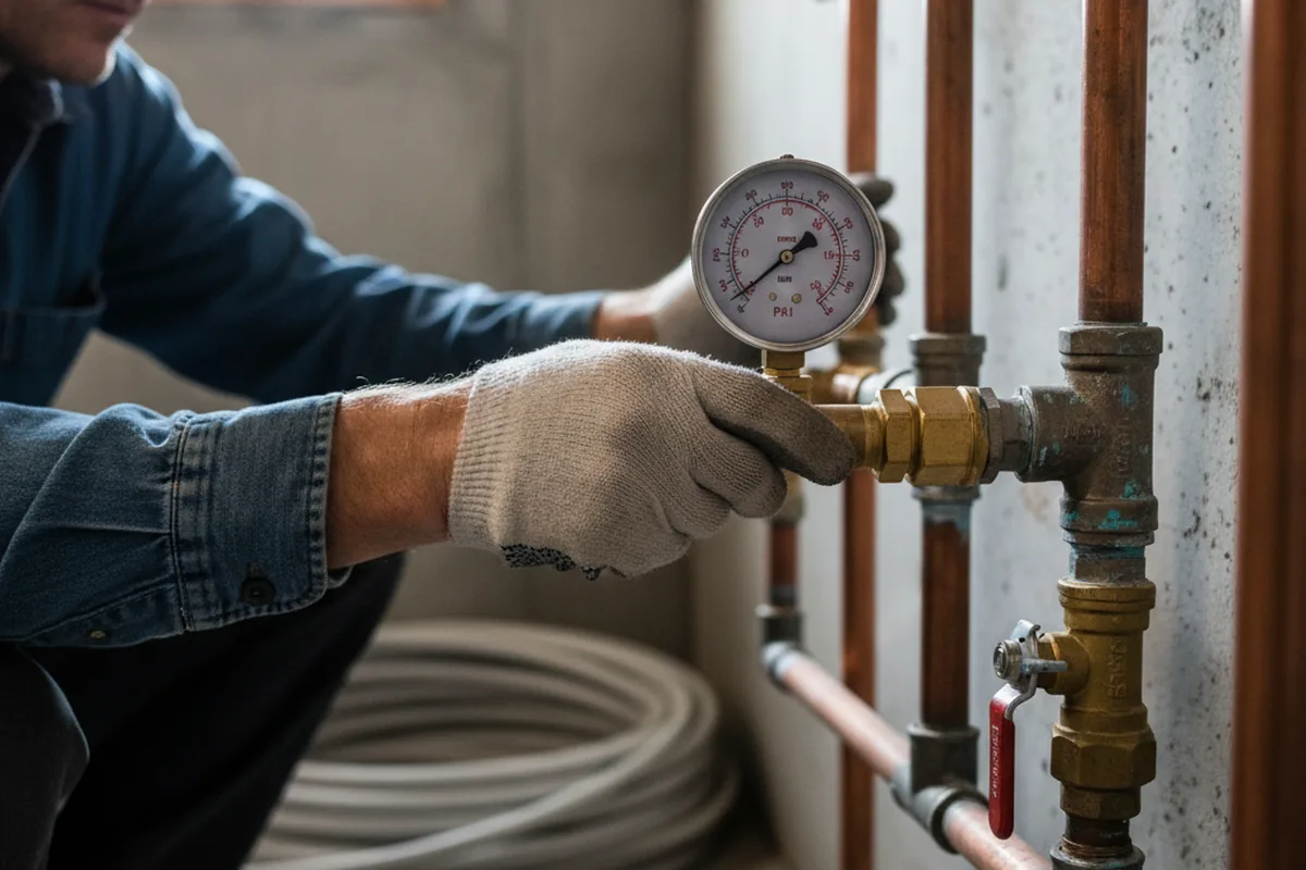 Pressure testing a repaired line during Water Line Repair in Liverpool